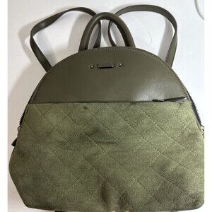 DAVID JONES Paris Backpack Green Fold Over Snap Closure Handbag - Preowned